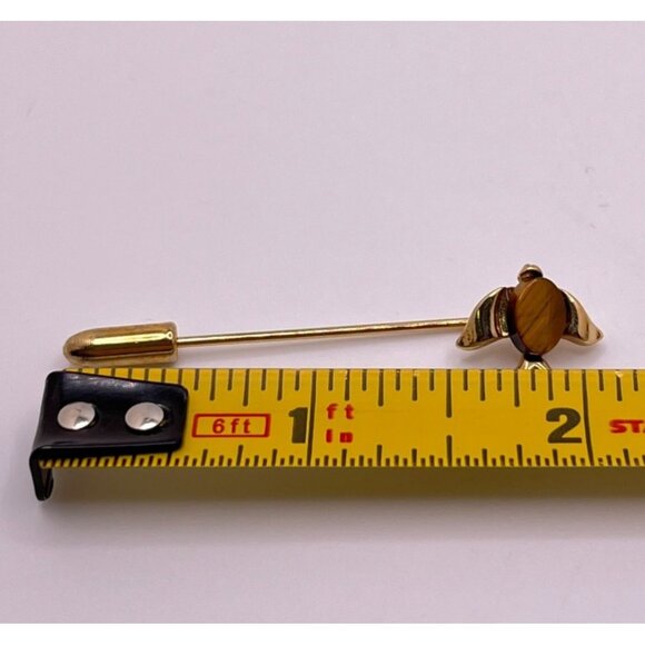 Bird in Flight Stick Pin Vintage Gold Tone Hat Pin - Picture 4 of 6